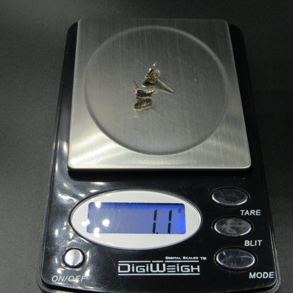 Sterling Tiny Butterfly Rustic Stud Earrings - image 6